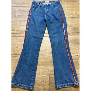 S.L.A. Vintage Denim Jeans Flare Leg Tribal Embroidered Womenswear‎ Y2K